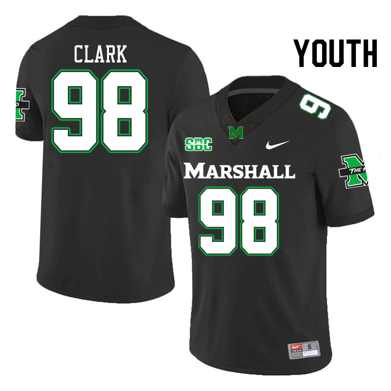 Youth #98 Alec Clark Marshall Thundering Herd SBC Conference College Football Jerseys Stitched-Black